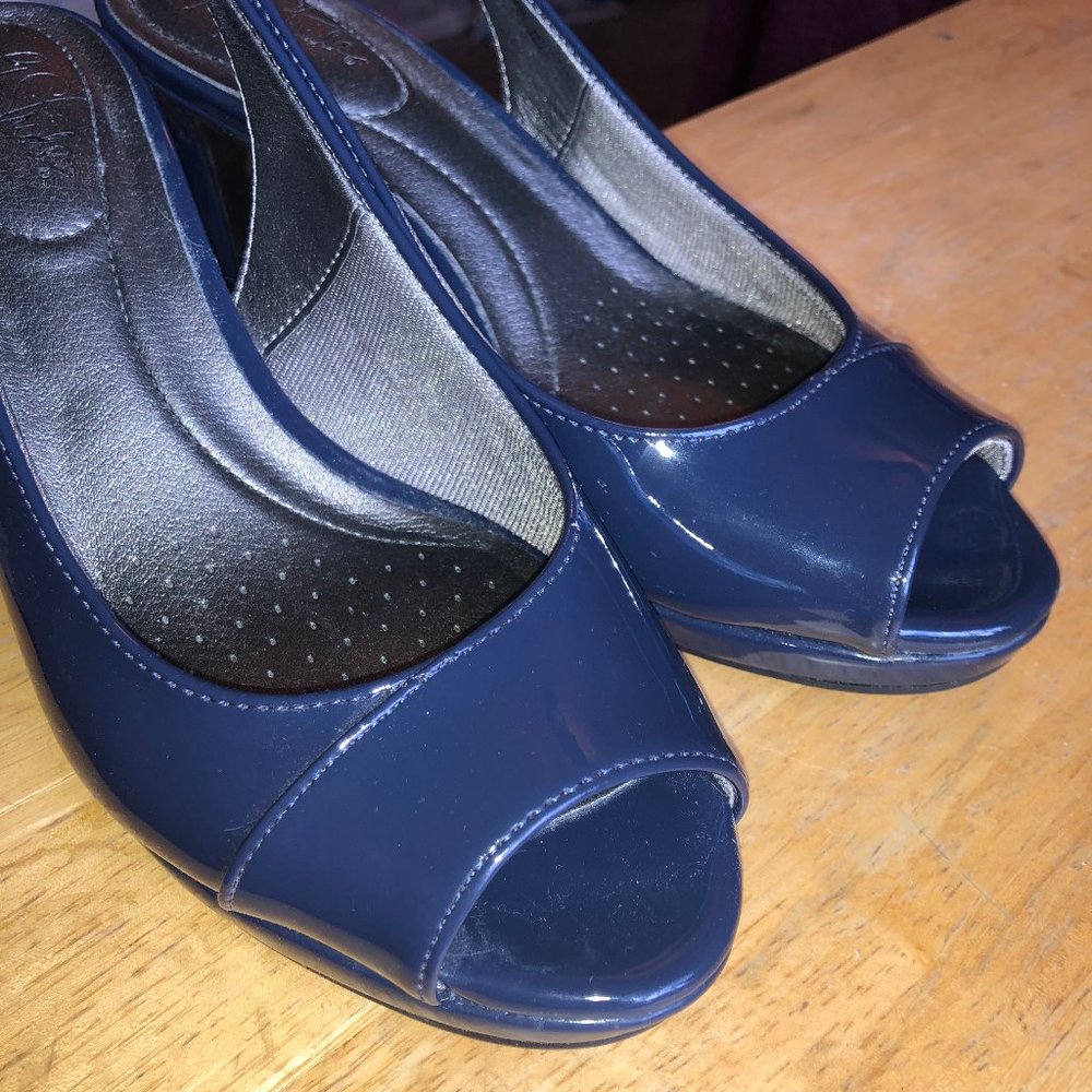 Strappy navy heels